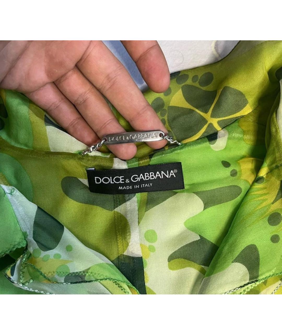 DOLCE&GABBANA Зеленый шелковый жакет/пиджак, фото 2