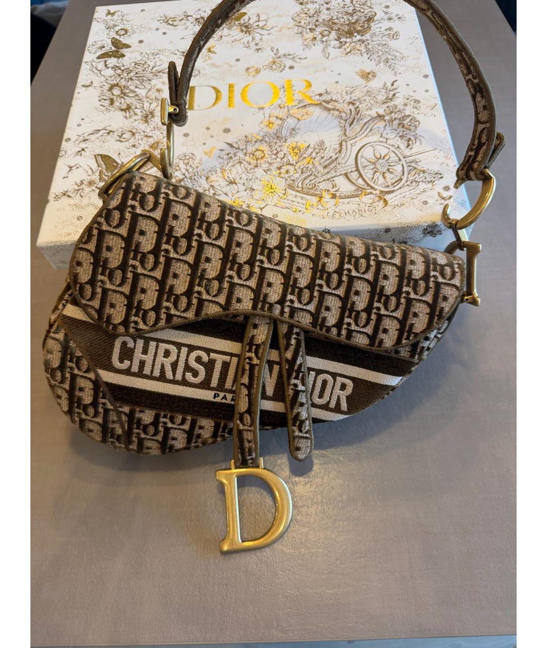 CHRISTIAN DIOR Коричневая замшевая сумка с короткими ручками, фото 7