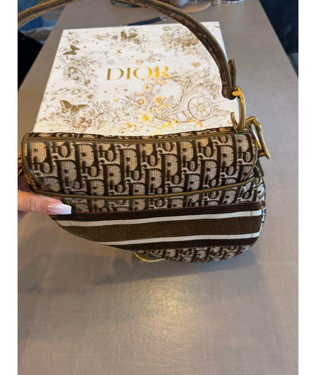 CHRISTIAN DIOR Коричневая замшевая сумка с короткими ручками, фото 3