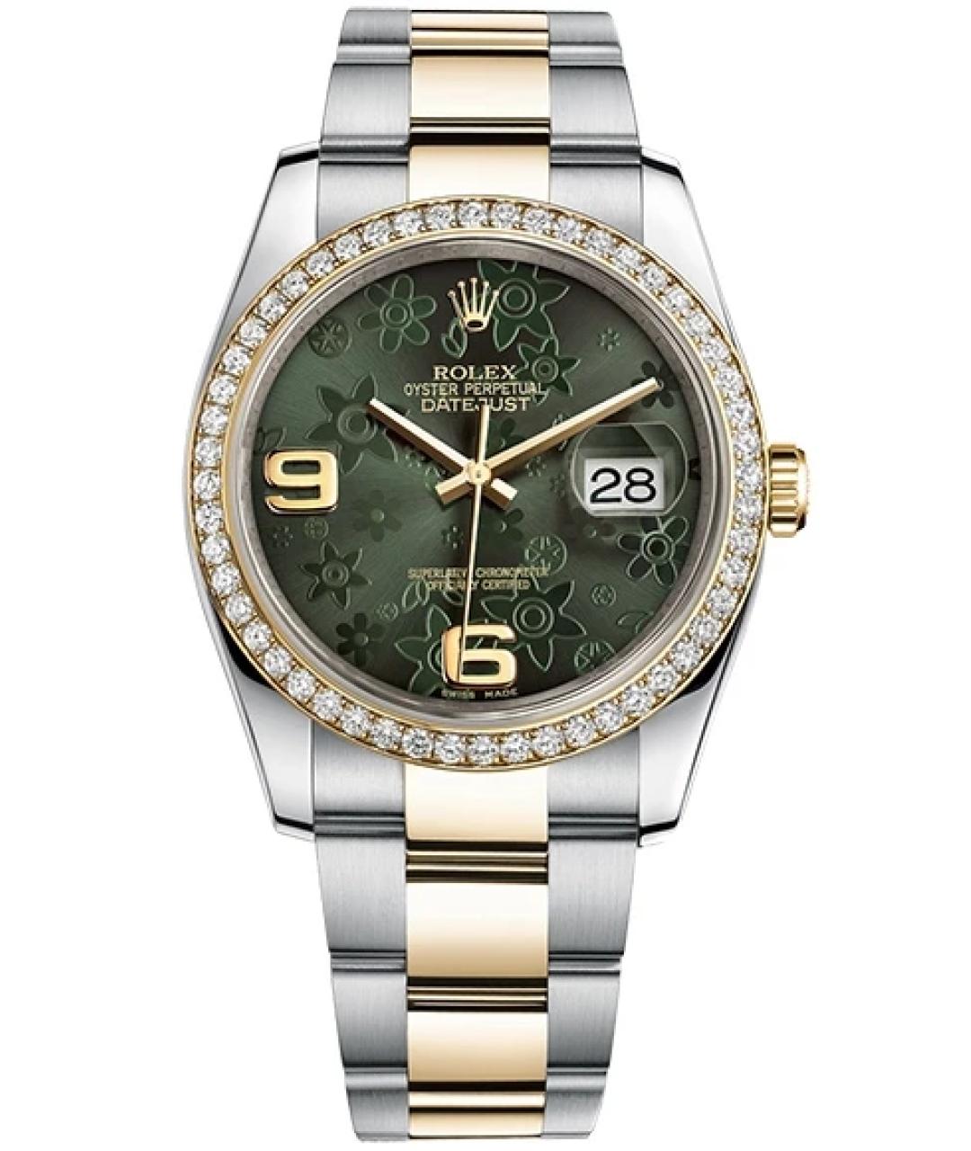 ROLEX Зеленые часы из желтого золота, фото 1