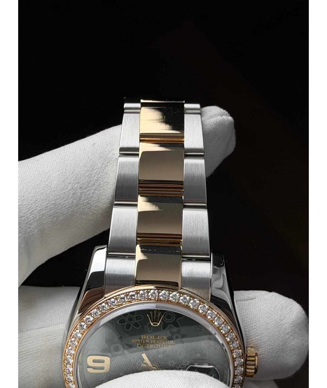 ROLEX Зеленые часы из желтого золота, фото 7