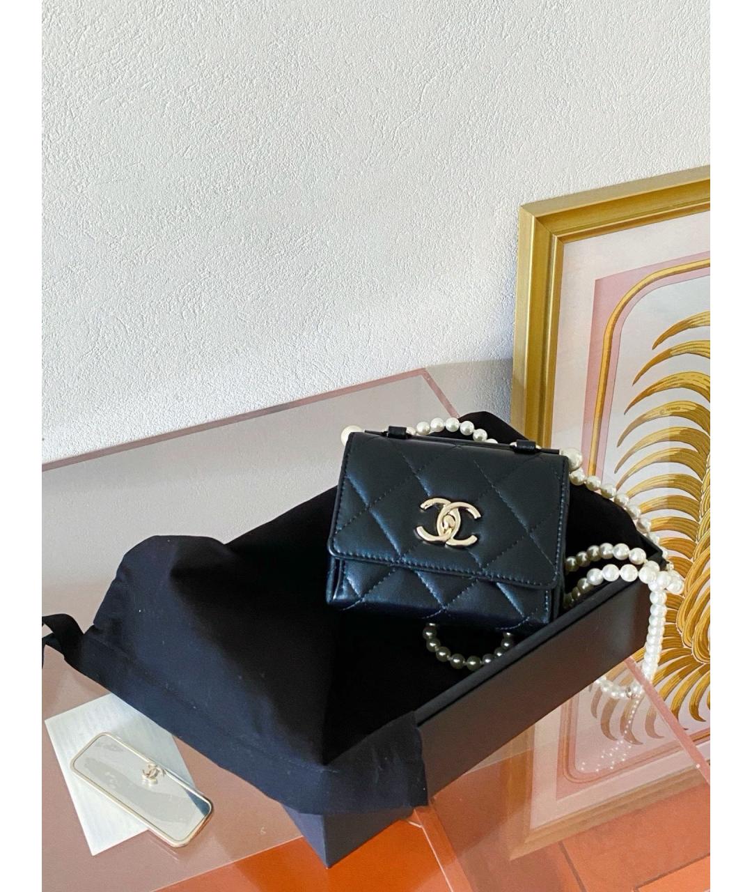 CHANEL Черная кожаная сумка через плечо, фото 8