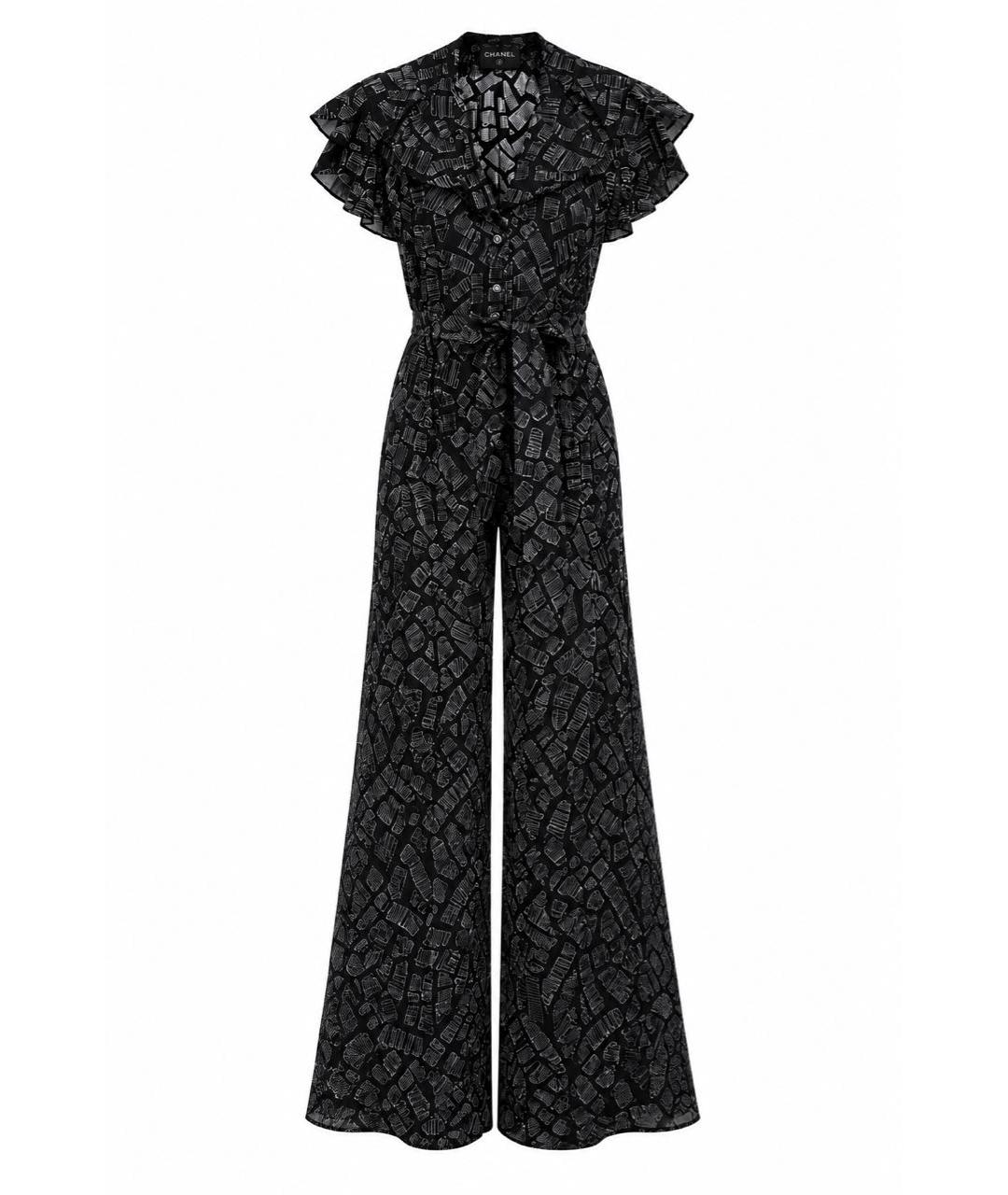 CHANEL Черный шелковый комбинезон, фото 1