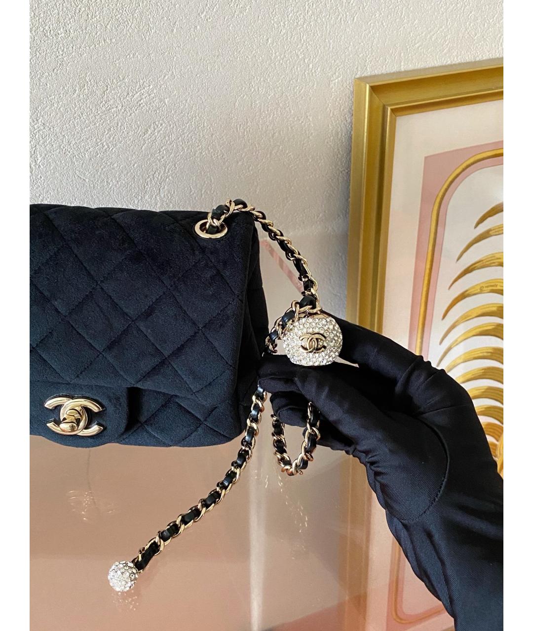 CHANEL Черная бархатная сумка через плечо, фото 5