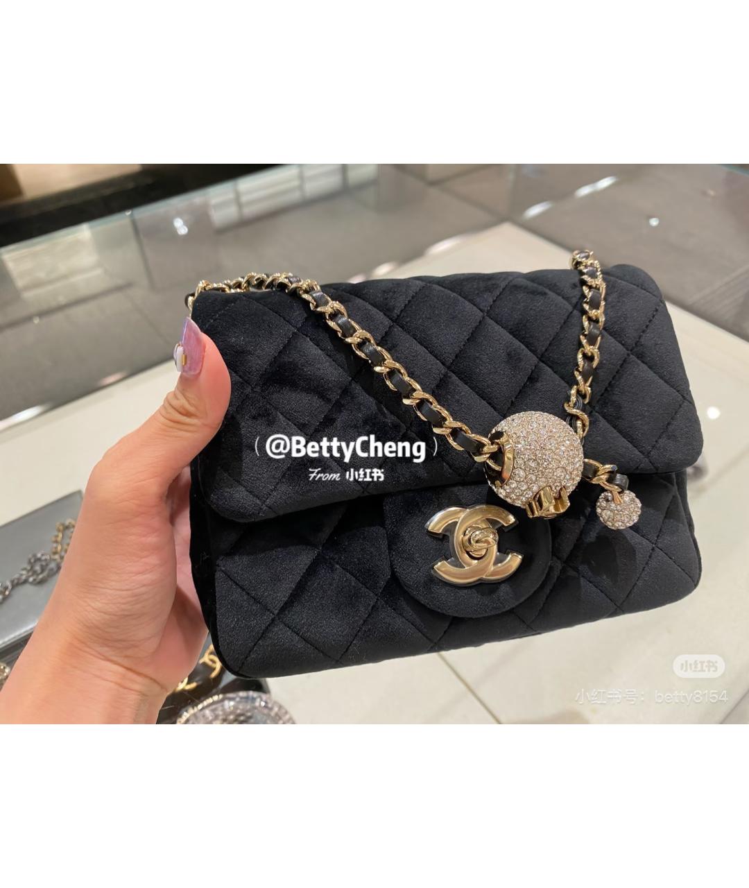 CHANEL Черная бархатная сумка через плечо, фото 7
