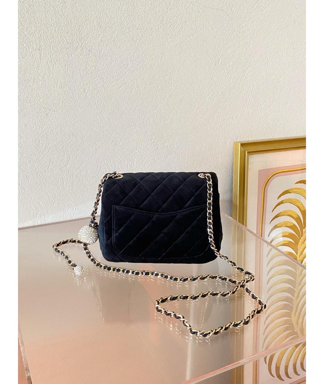 CHANEL Черная бархатная сумка через плечо, фото 6