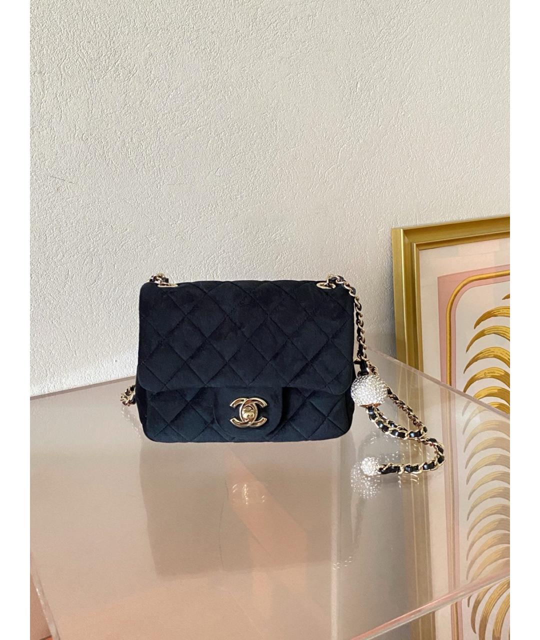 CHANEL Черная бархатная сумка через плечо, фото 4