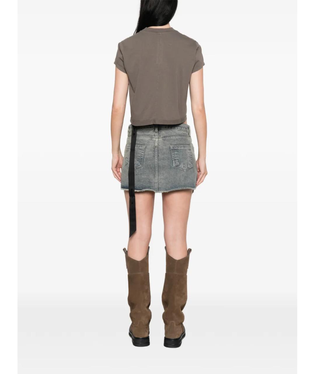 RICK OWENS DRKSHDW Серая хлопковая футболка, фото 4