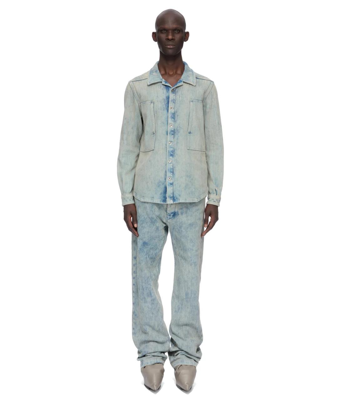 RICK OWENS Голубые хлопковые прямые джинсы, фото 2
