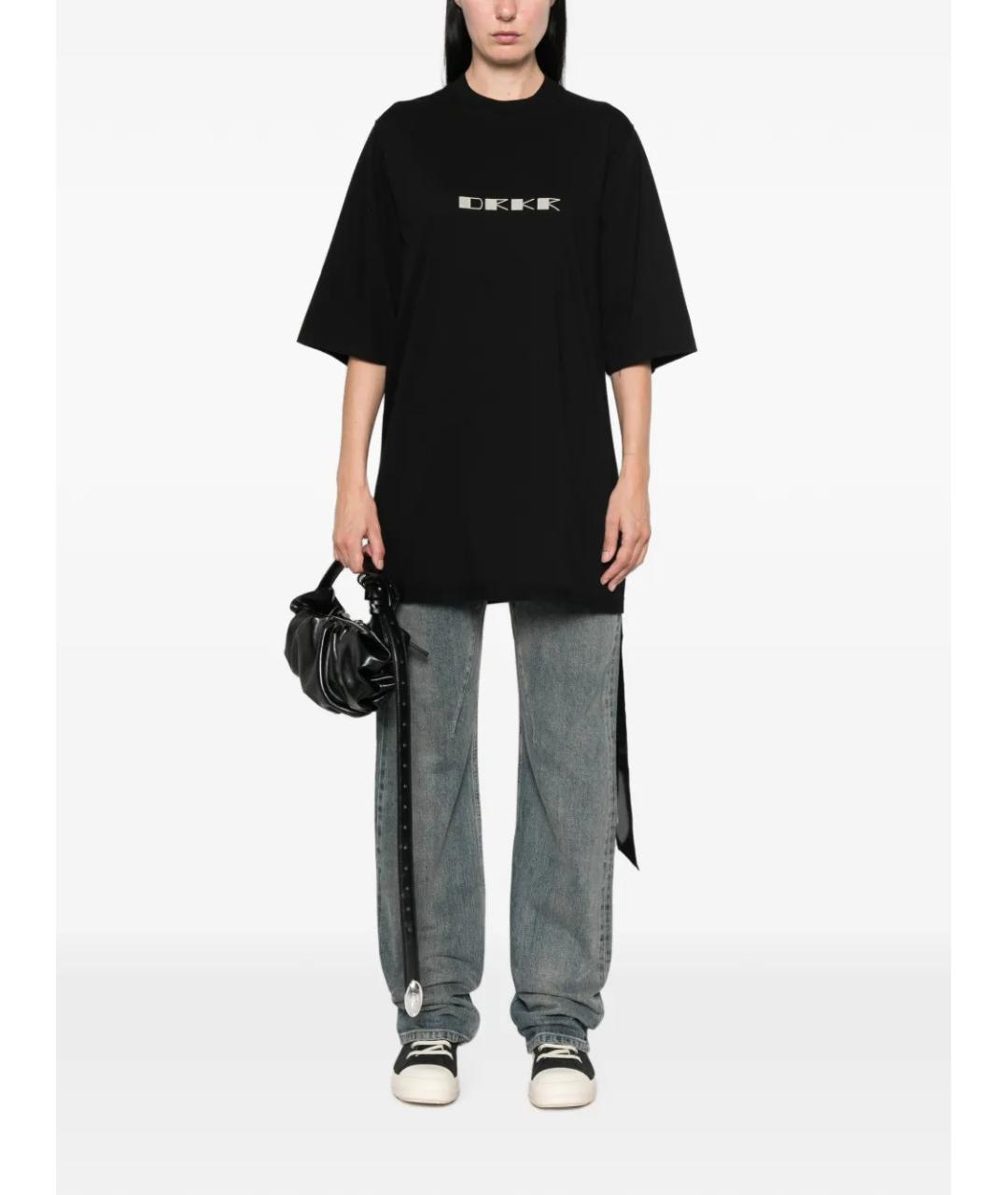 RICK OWENS DRKSHDW Черная хлопковая футболка, фото 2