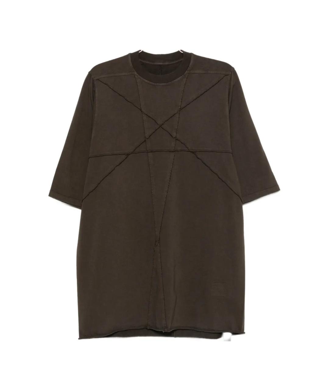 RICK OWENS DRKSHDW Коричневая хлопковая футболка, фото 1