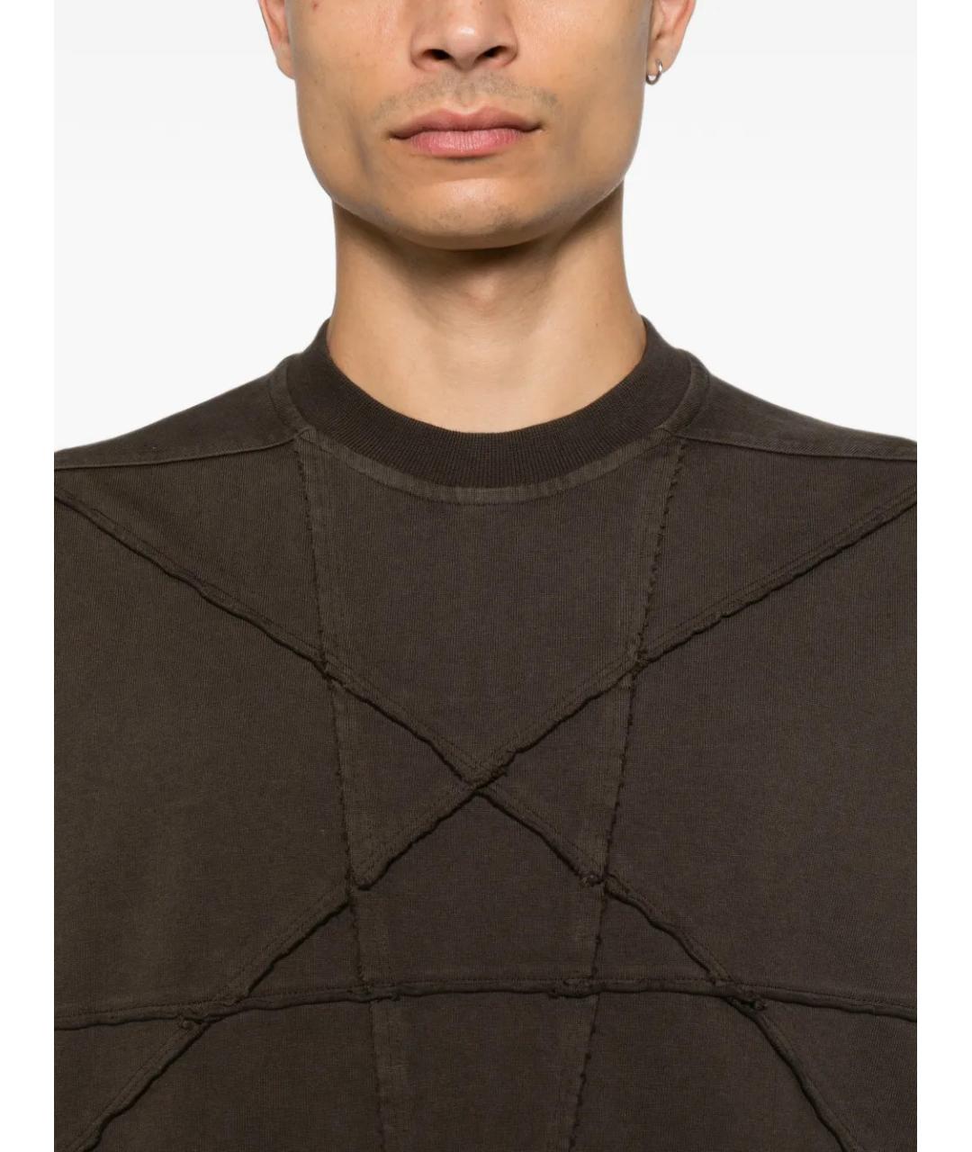 RICK OWENS DRKSHDW Коричневая хлопковая футболка, фото 4