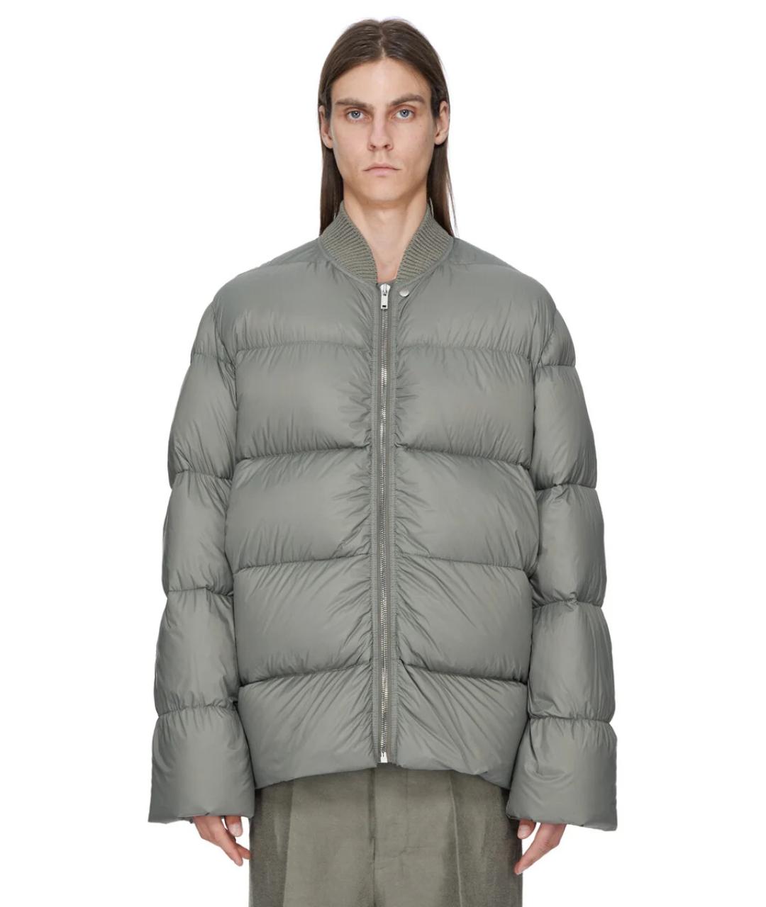 RICK OWENS Серый полиамидовый пуховик, фото 1
