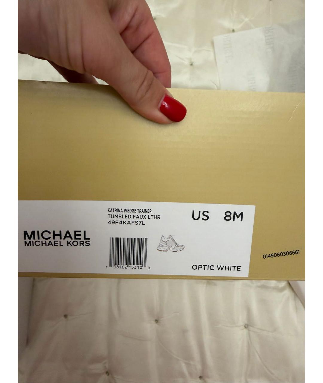 MICHAEL KORS Белые кожаные кроссовки, фото 4