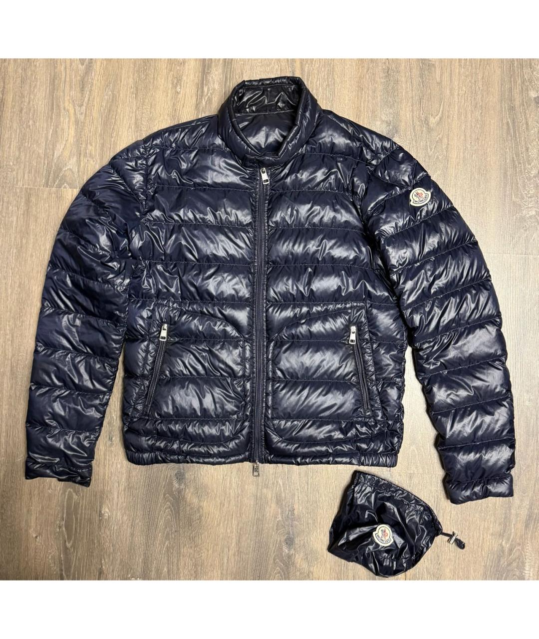 MONCLER Темно-синяя нейлоновая куртка, фото 9