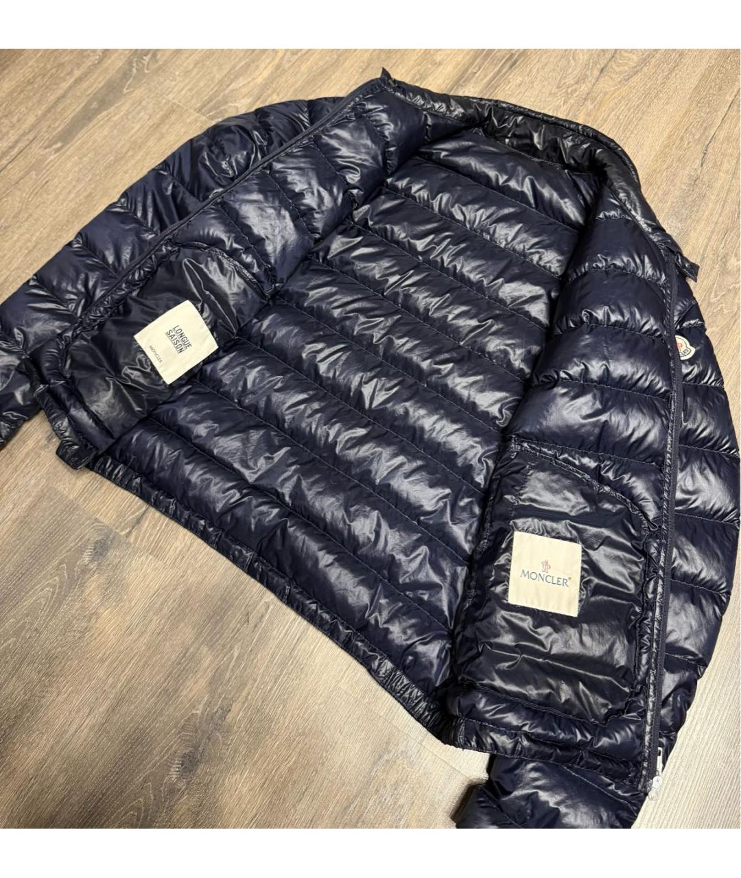 MONCLER Темно-синяя нейлоновая куртка, фото 2
