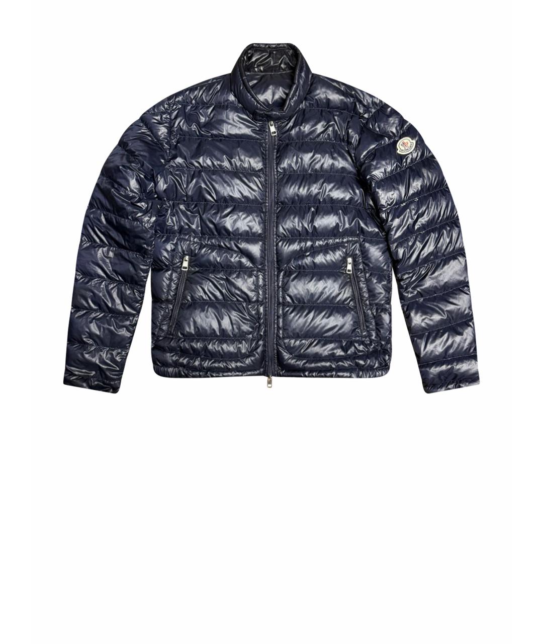 MONCLER Темно-синяя нейлоновая куртка, фото 1