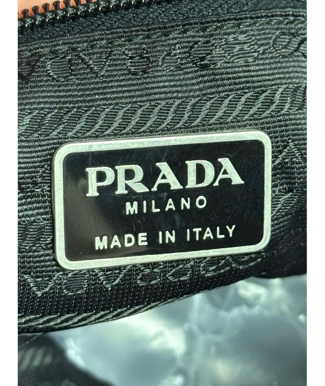 PRADA Антрацитовая нейлоновая сумка с короткими ручками, фото 5
