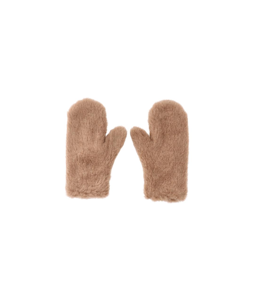 MAX MARA Бежевые шерстяные варежки, фото 1