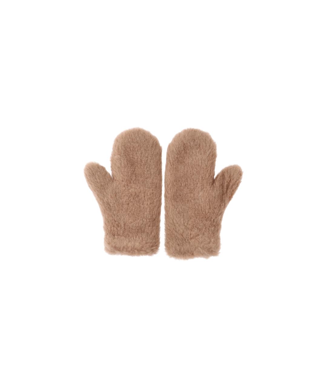MAX MARA Бежевые шерстяные варежки, фото 2