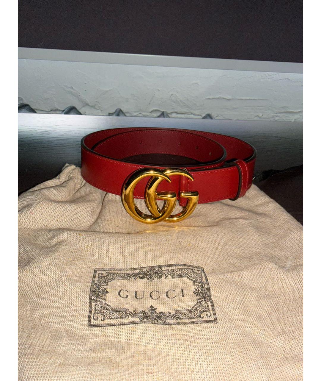 GUCCI Бордовый кожаный ремень, фото 3