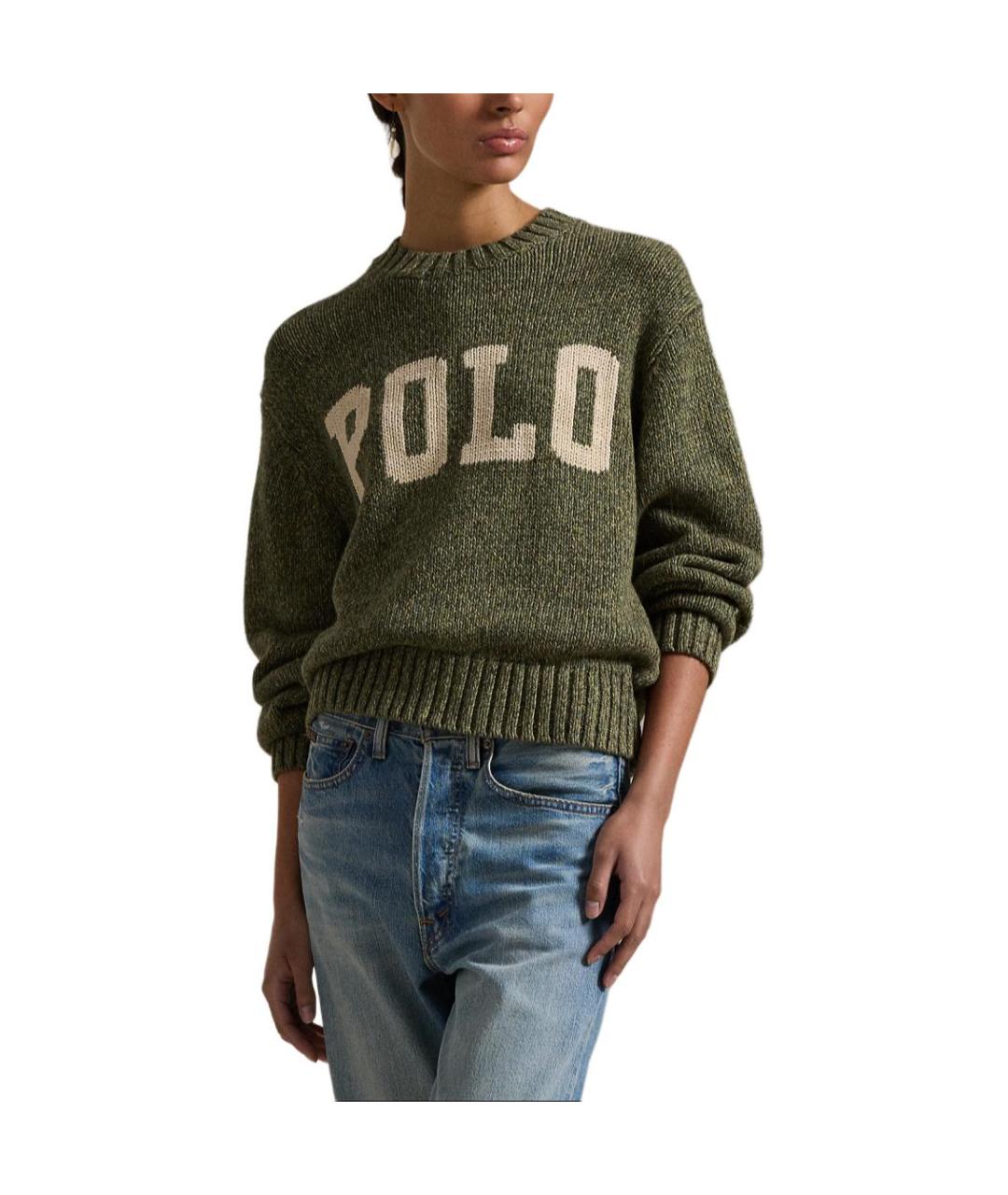 POLO RALPH LAUREN Зеленый хлопковый джемпер / свитер, фото 4