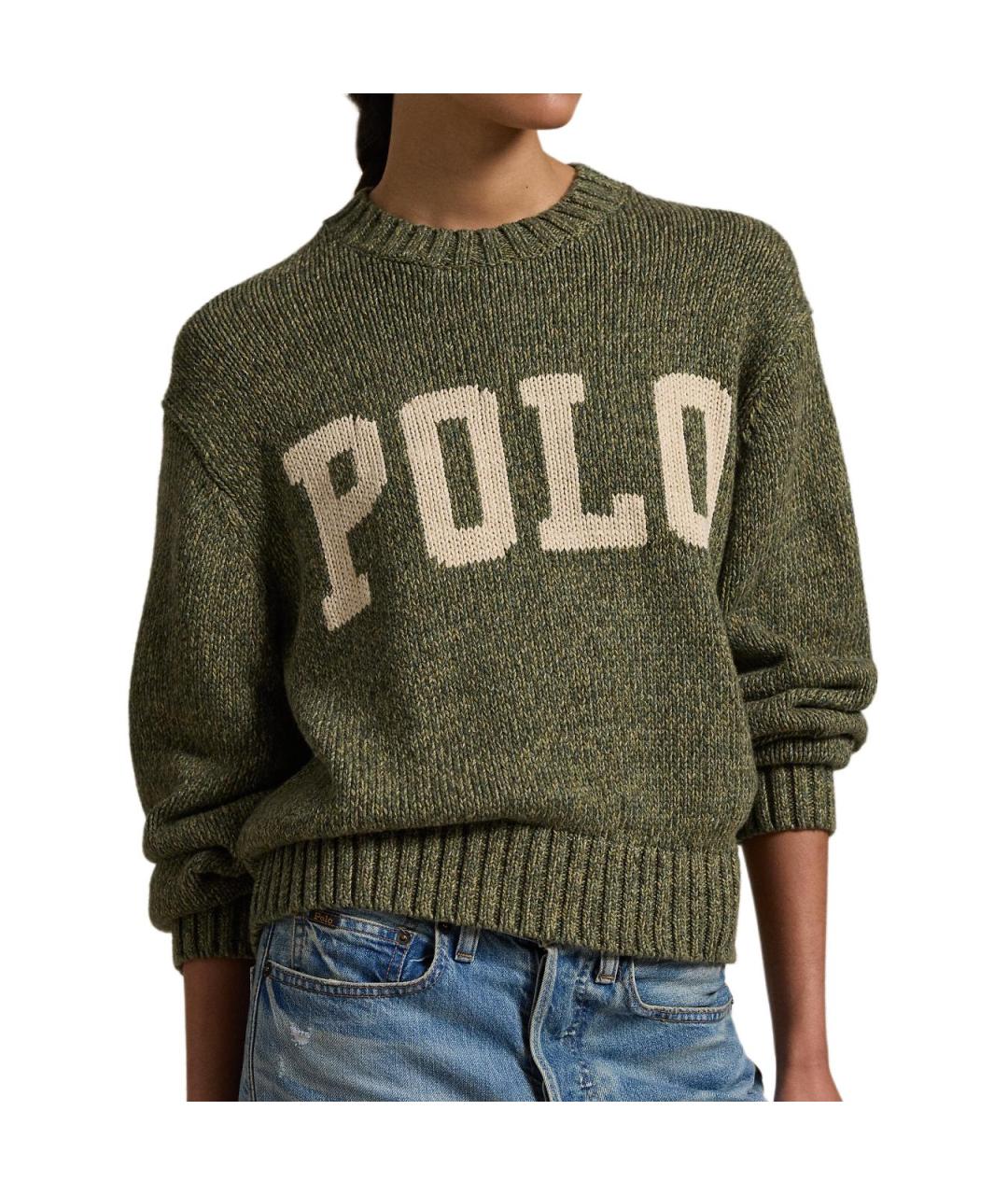 POLO RALPH LAUREN Зеленый хлопковый джемпер / свитер, фото 3