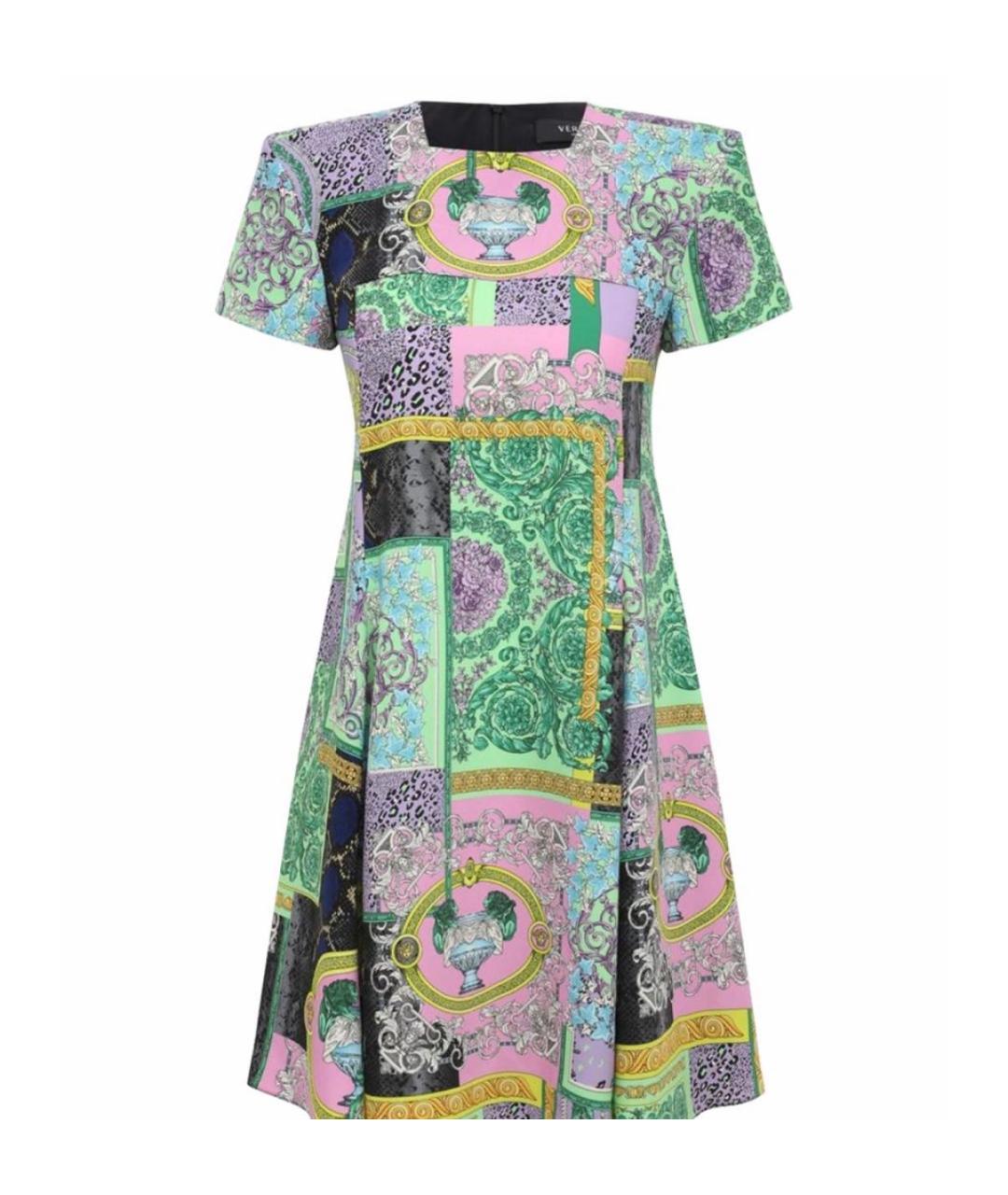 VERSACE Мульти полиэстеровое коктейльное платье, фото 5