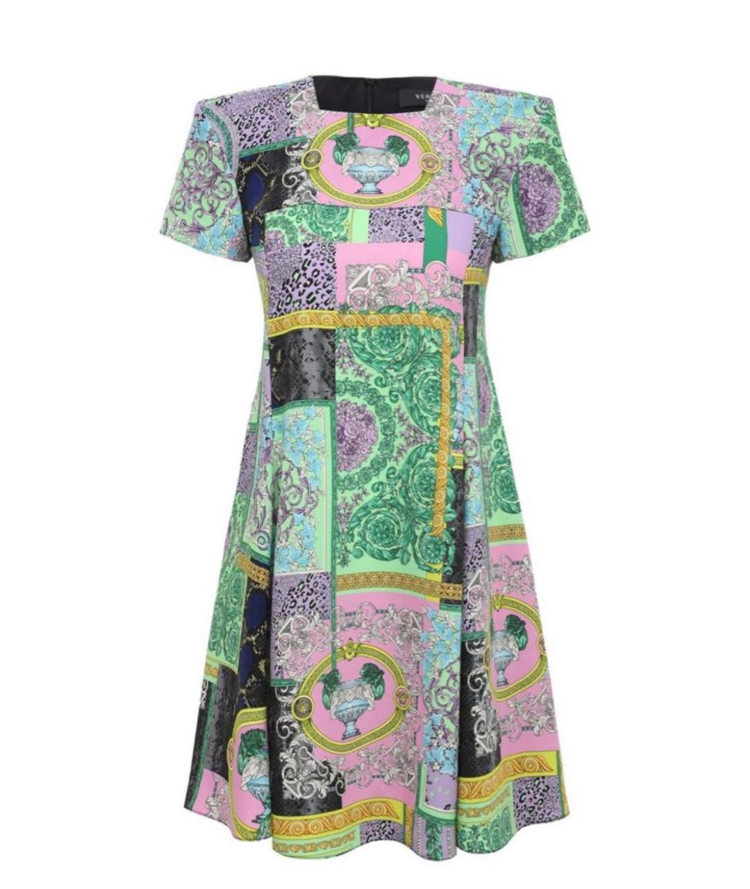VERSACE Мульти полиэстеровое коктейльное платье, фото 1