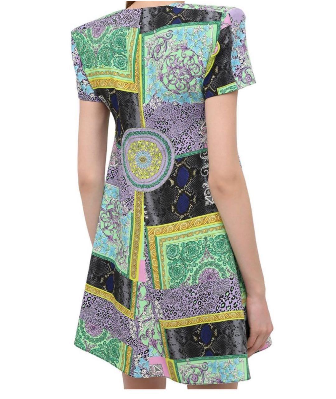VERSACE Мульти полиэстеровое коктейльное платье, фото 2