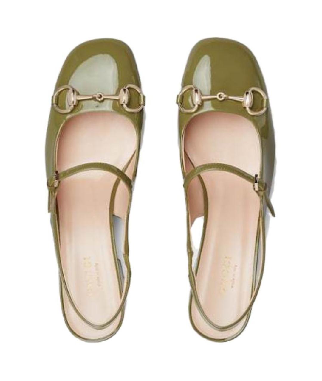 GUCCI Зеленые туфли из лакированной кожи, фото 4