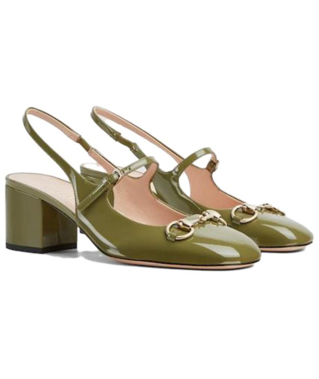 GUCCI Зеленые туфли из лакированной кожи, фото 3