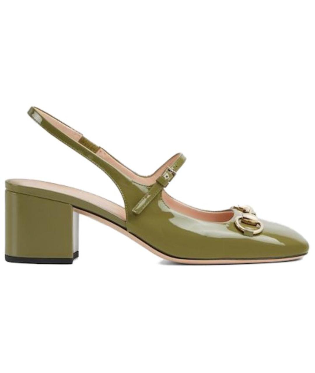 GUCCI Зеленые туфли из лакированной кожи, фото 6