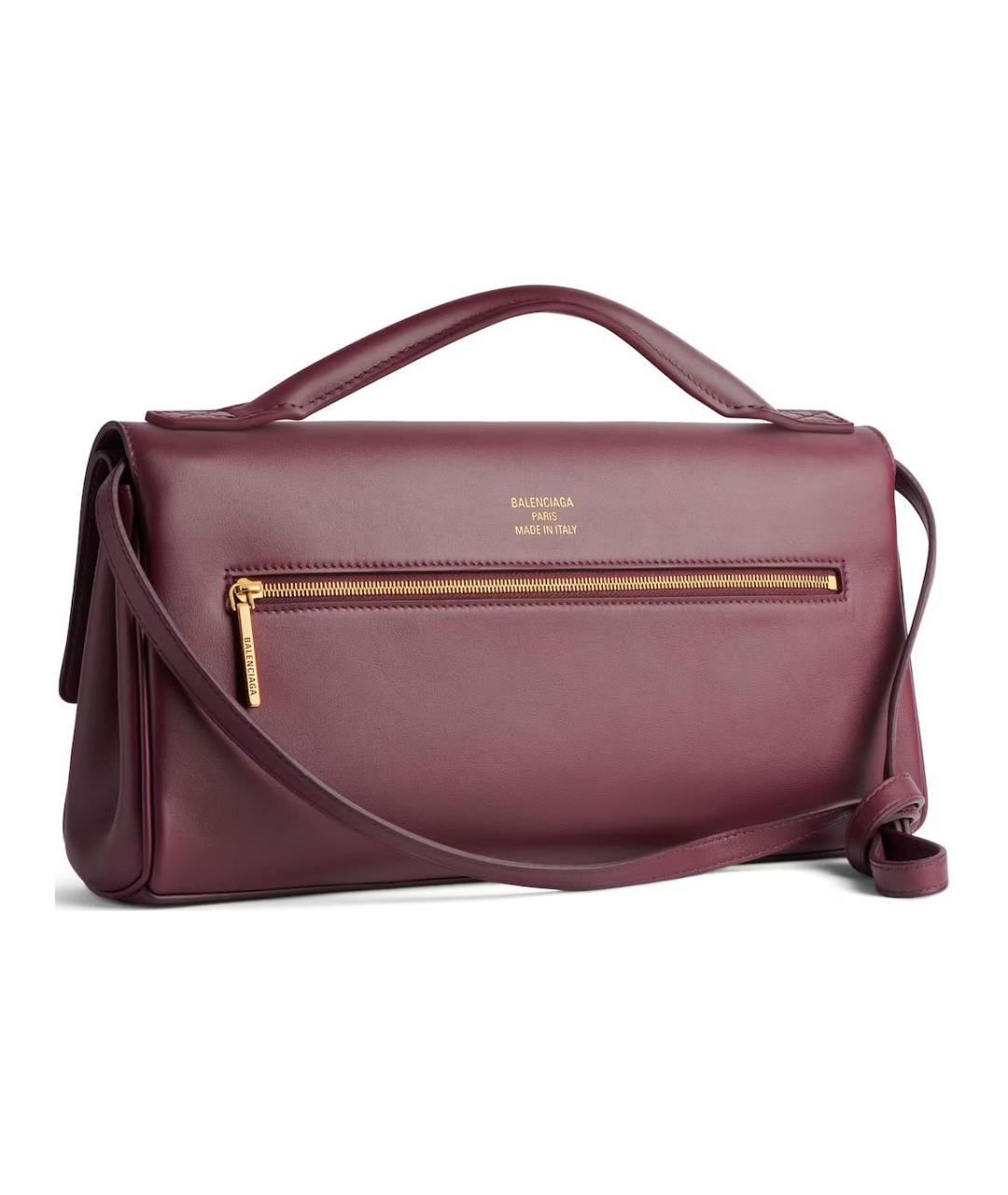 BALENCIAGA Бордовая кожаная сумка через плечо, фото 3