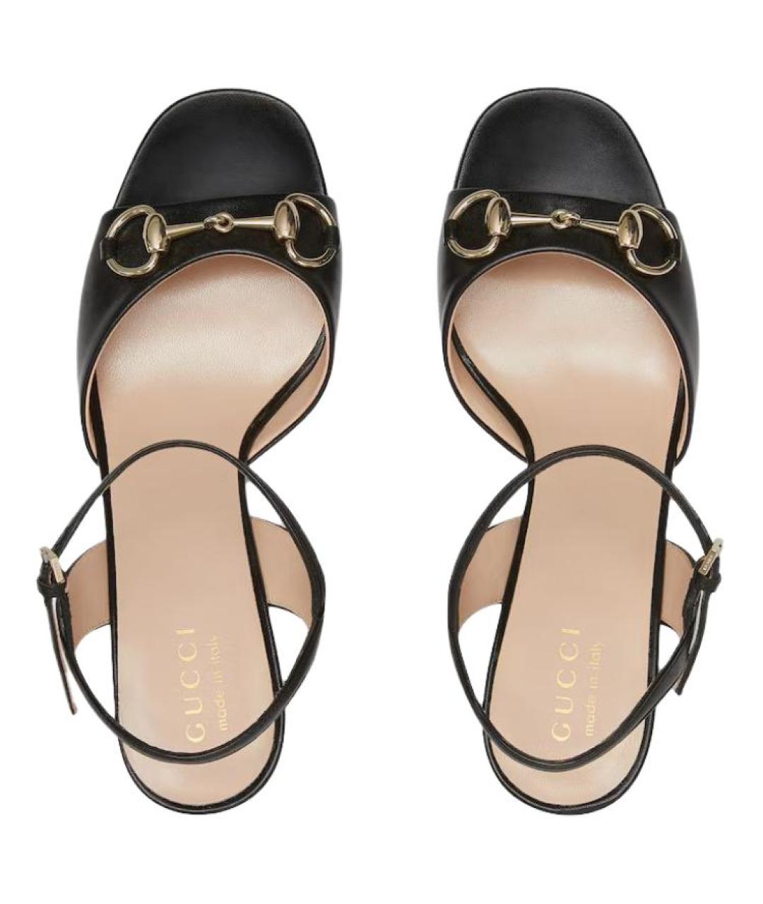 GUCCI Черные кожаные босоножки, фото 5