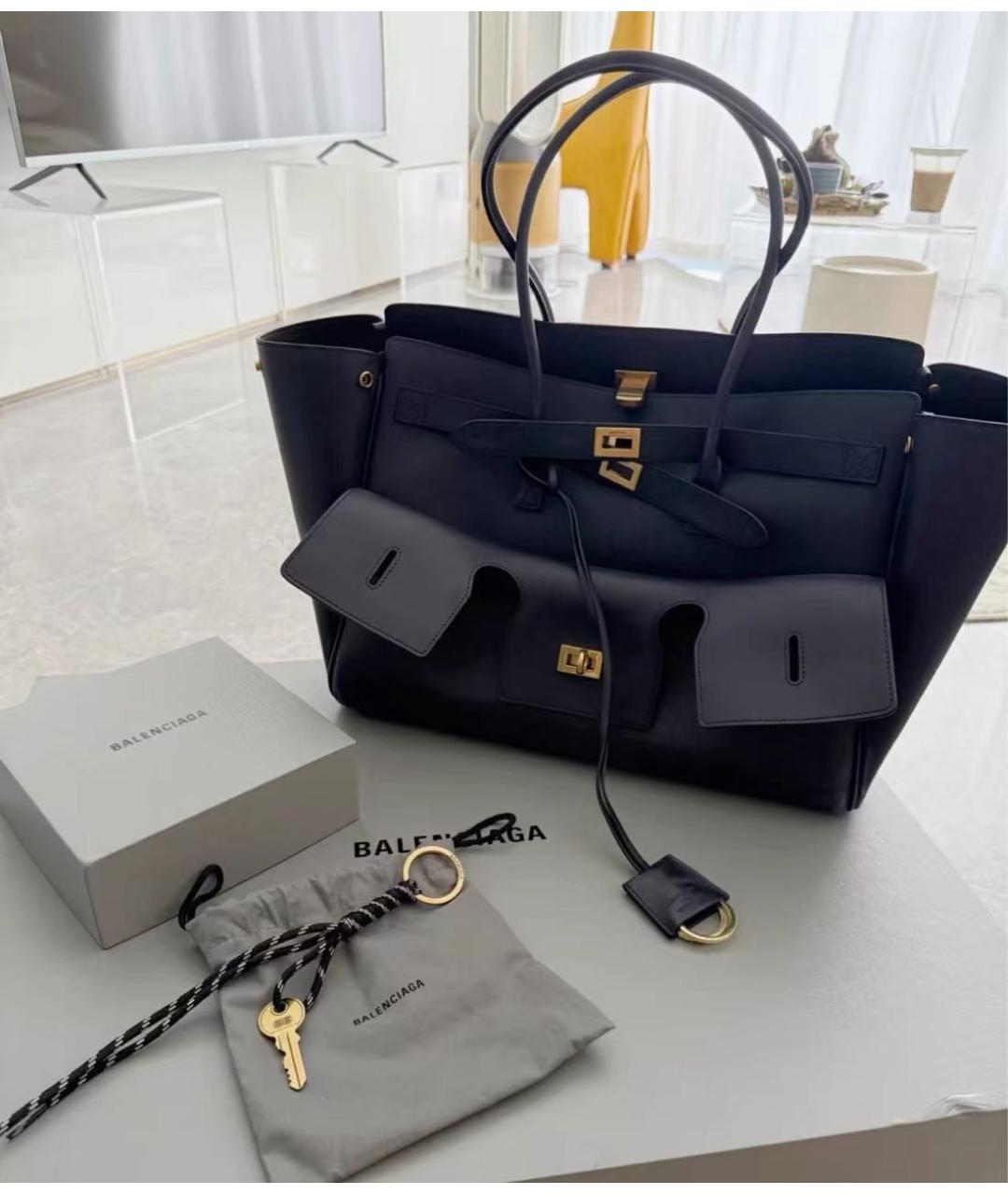 BALENCIAGA Темно-синяя кожаная сумка тоут, фото 6