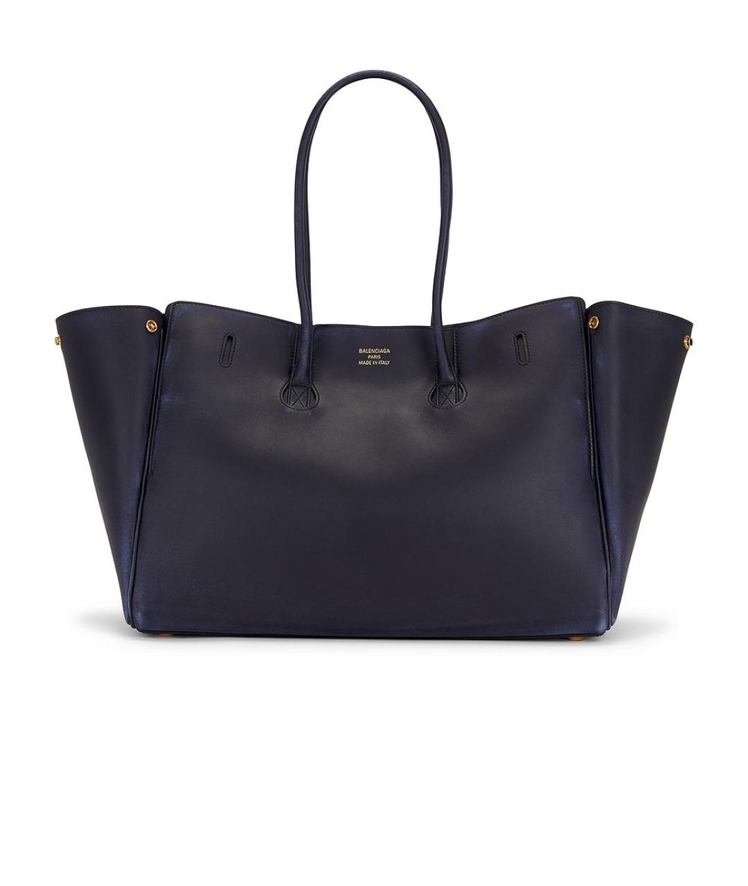 BALENCIAGA Темно-синяя кожаная сумка тоут, фото 2