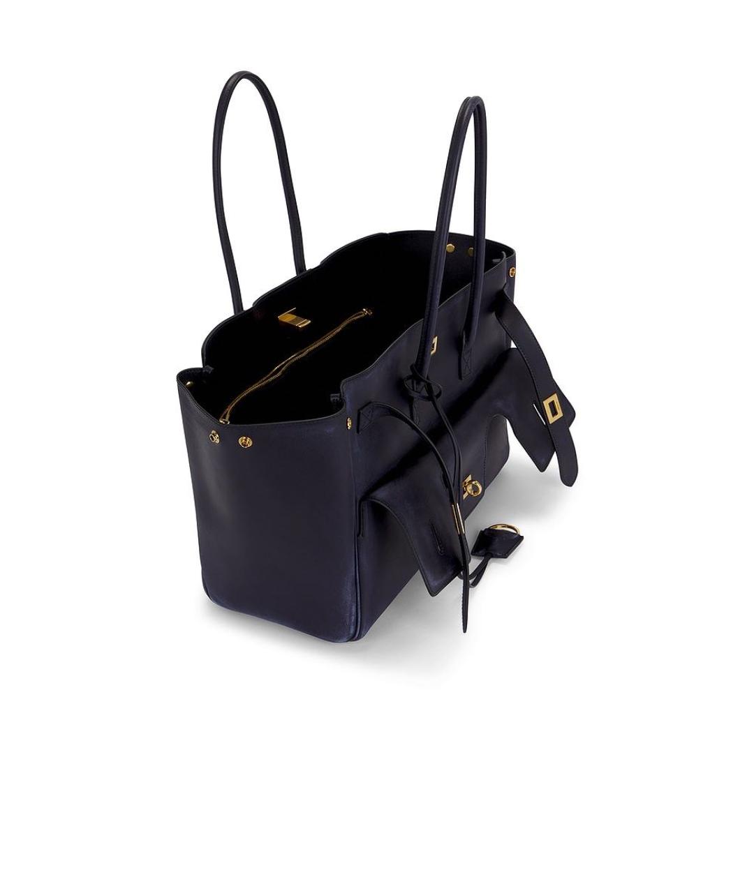 BALENCIAGA Темно-синяя кожаная сумка тоут, фото 3