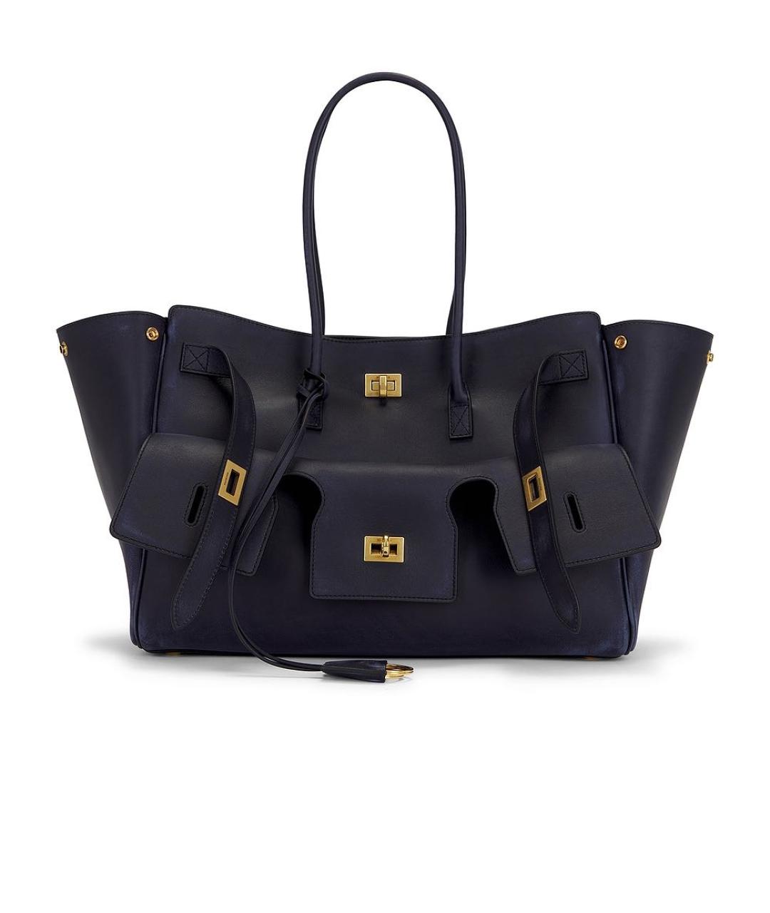 BALENCIAGA Темно-синяя кожаная сумка тоут, фото 9