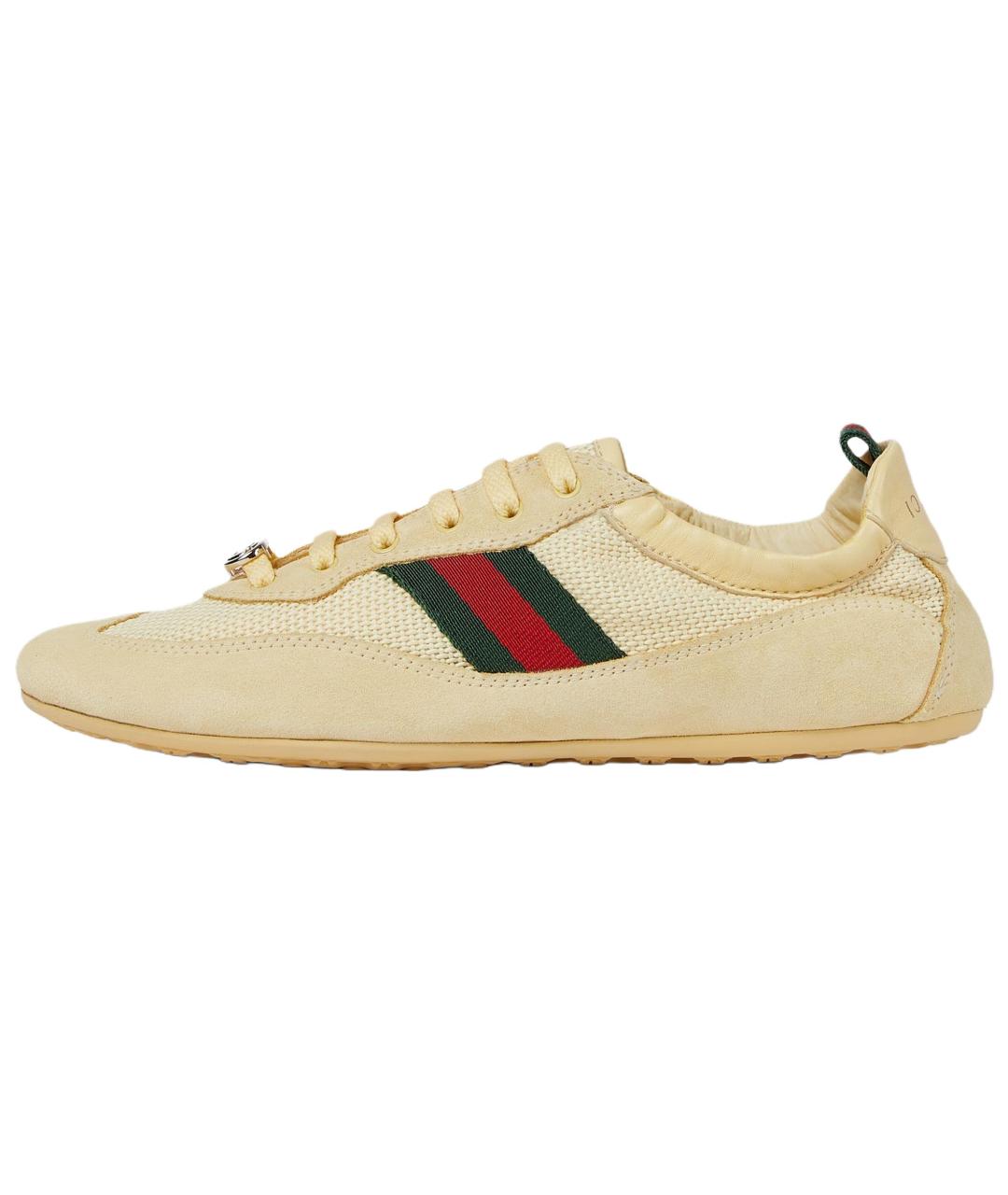 GUCCI Бежевые замшевые кроссовки, фото 2