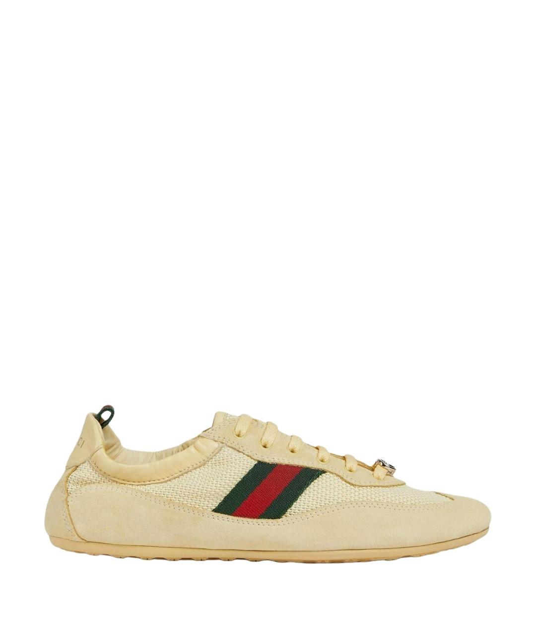 GUCCI Бежевые замшевые кроссовки, фото 1