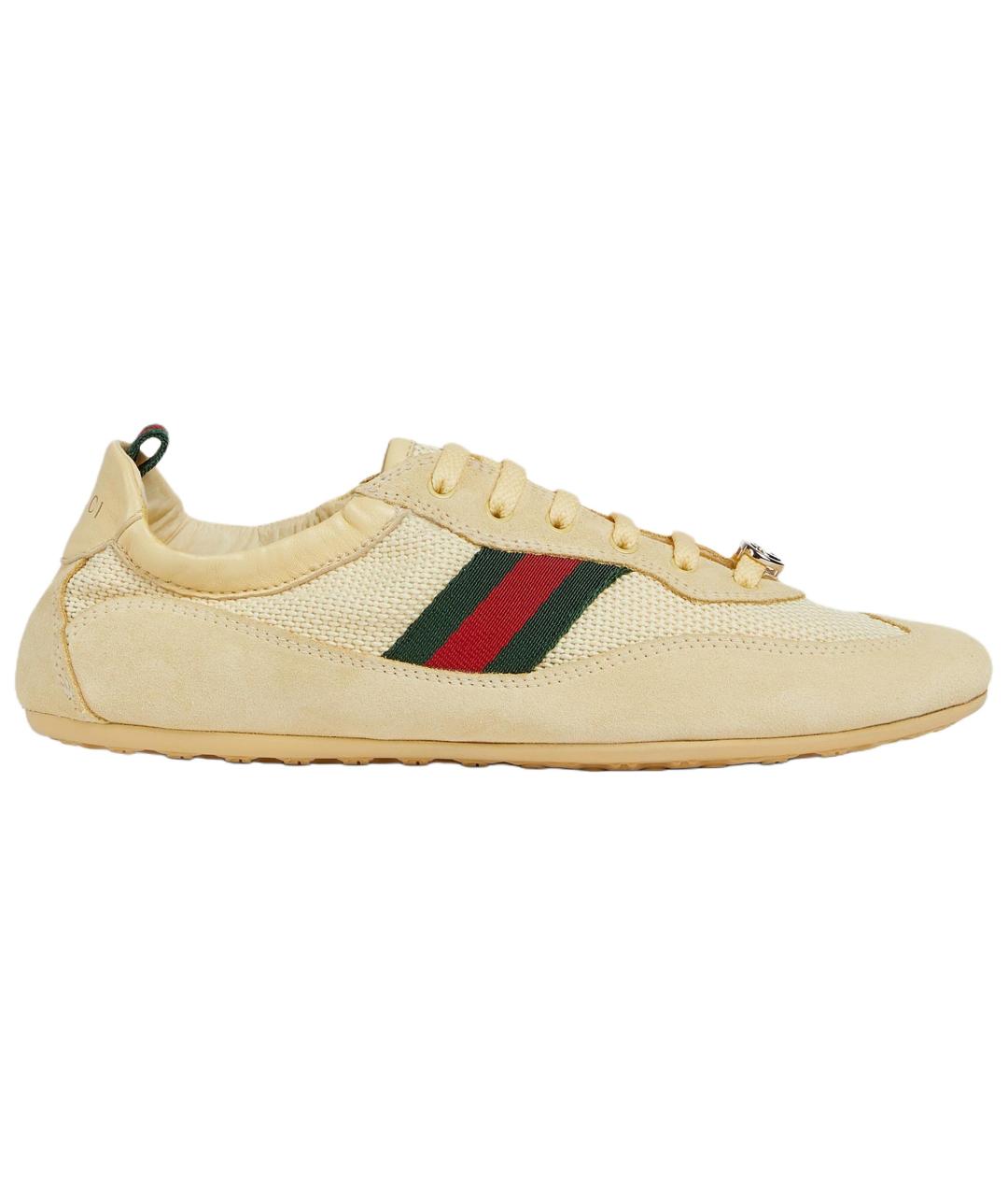 GUCCI Бежевые замшевые кроссовки, фото 6