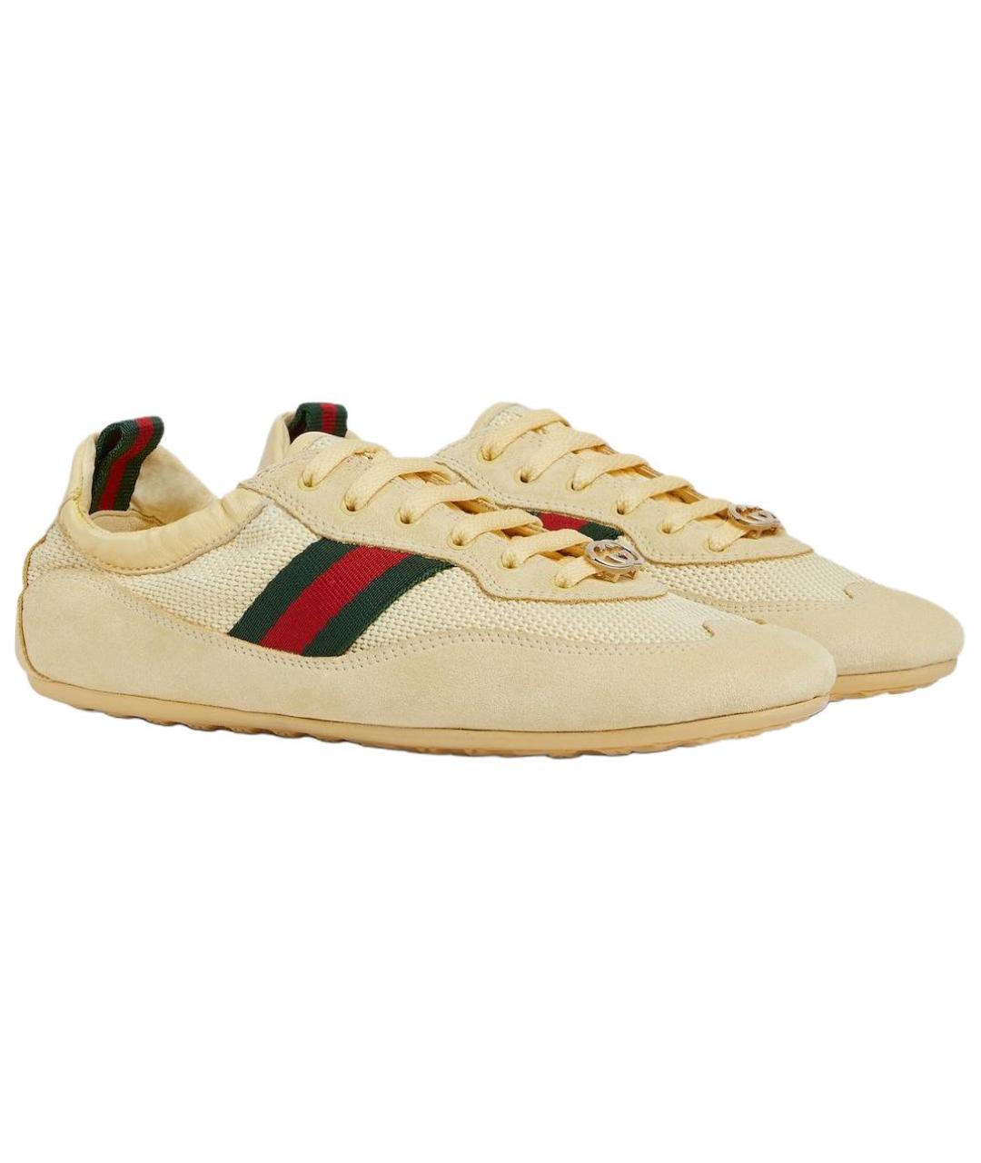 GUCCI Бежевые замшевые кроссовки, фото 3