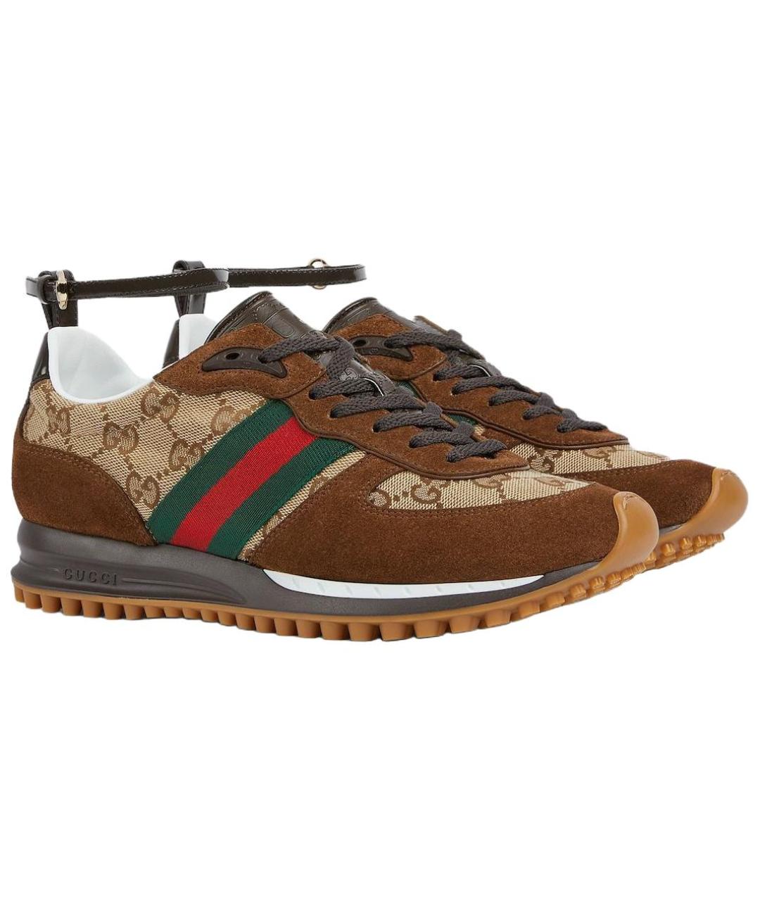 GUCCI Коричневые замшевые кроссовки, фото 3