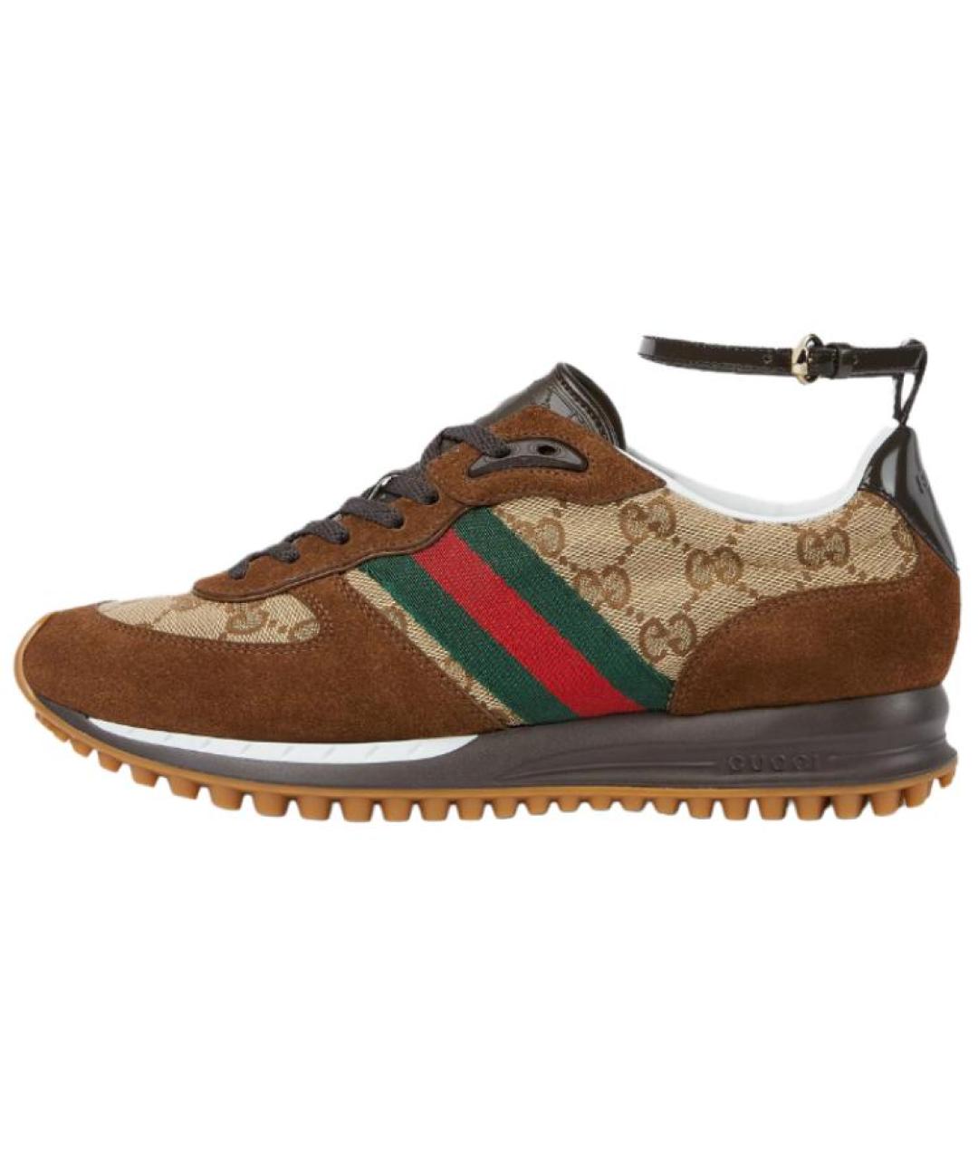 GUCCI Коричневые замшевые кроссовки, фото 2