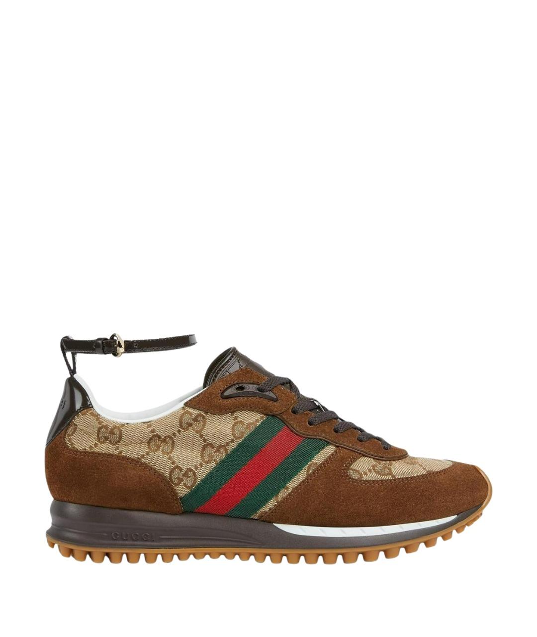 GUCCI Коричневые замшевые кроссовки, фото 1