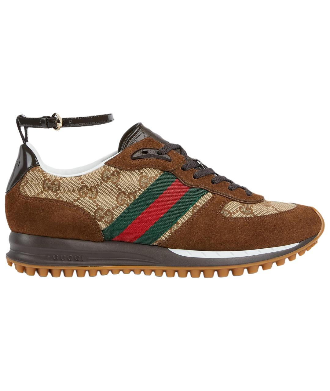 GUCCI Коричневые замшевые кроссовки, фото 6