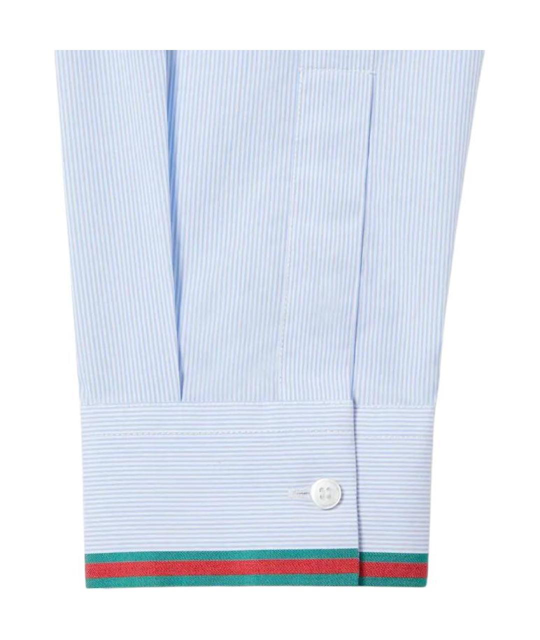 GUCCI Голубая хлопковая классическая рубашка, фото 5