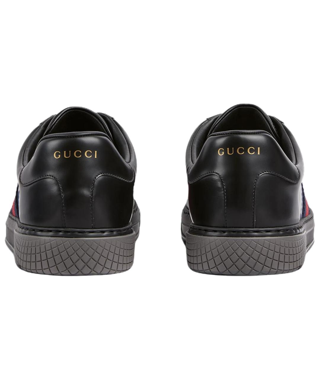 GUCCI Черные кожаные низкие кроссовки / кеды, фото 5