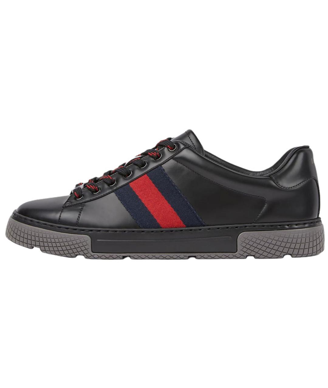 GUCCI Черные кожаные низкие кроссовки / кеды, фото 2
